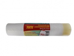 Szemeteszsák, zárószalagos, 70 l, 15 db, 64x70 cm, 19 µ, TUTI, fehér